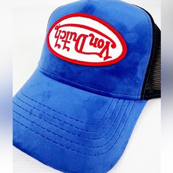 Von Dutch Blue Velvet Upside Down Embroidered Logo
VELVET Trucker Hat/Snapback - Picture 12 of 14